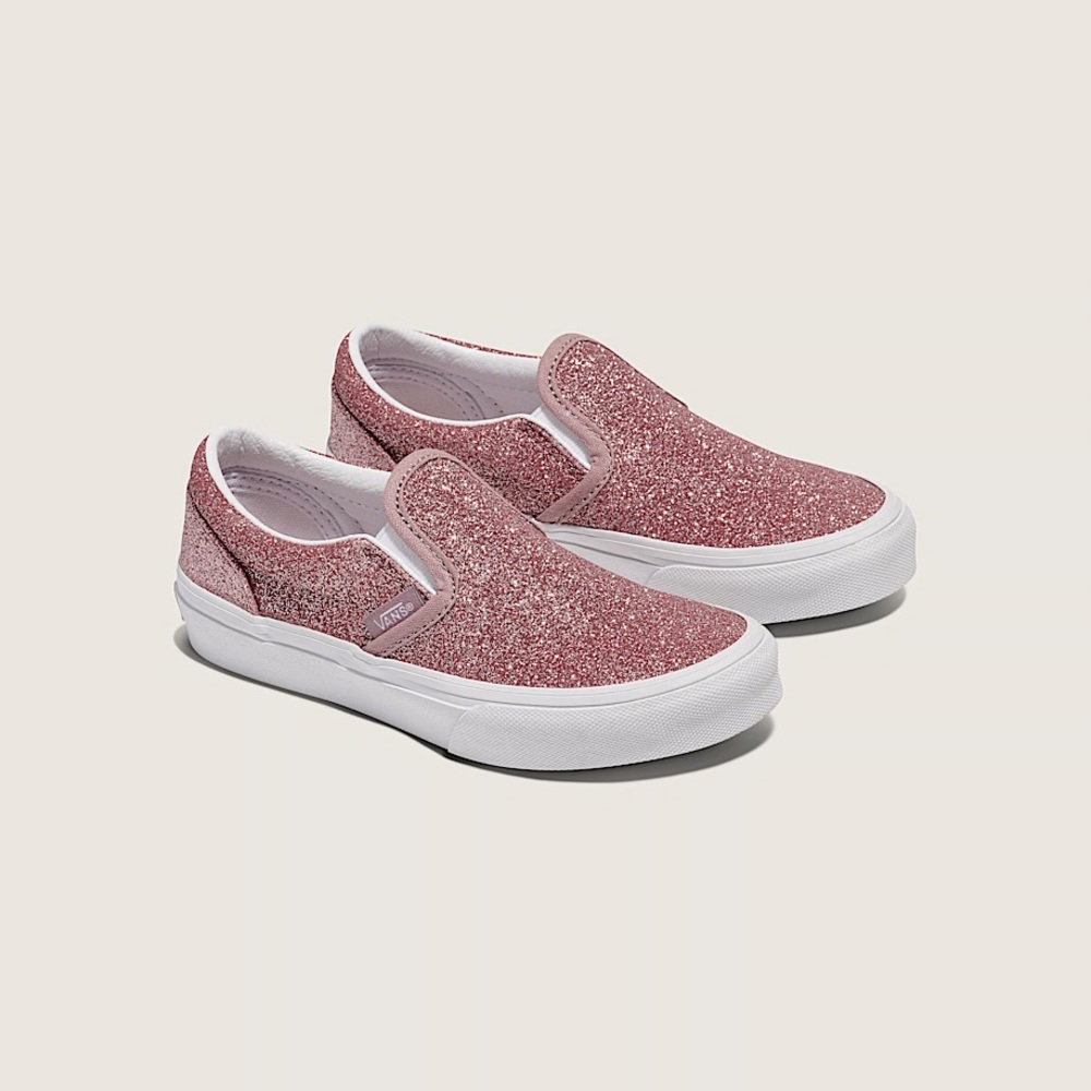 Vans Sparkly Pink Slip-On Kids Shoes 11.5